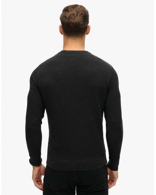 Superdry Black Textured Crew Neck Jumper for men