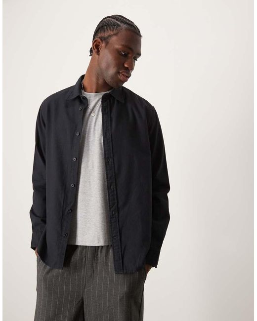 SELECTED Oversized Flanellen Overhemd in het Black voor heren