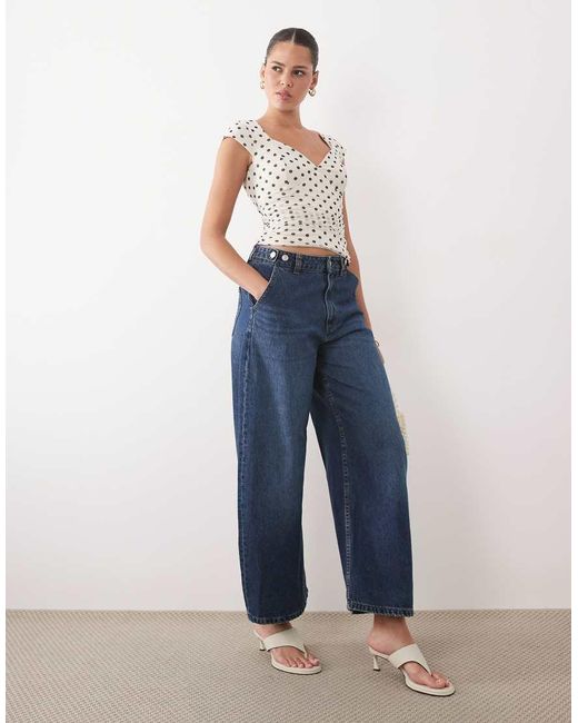 Abercrombie & Fitch Blue Mesh Sweetheart Top With Built