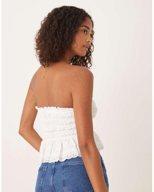 Top A Fascia Arricciato Con Volant Sul Fondo di ASOS in Blue