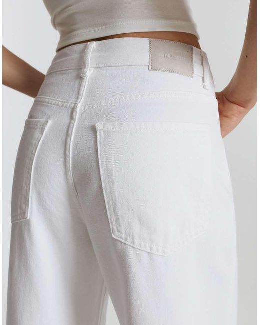 Pull&Bear White Mid-Waist Baggy Jeans