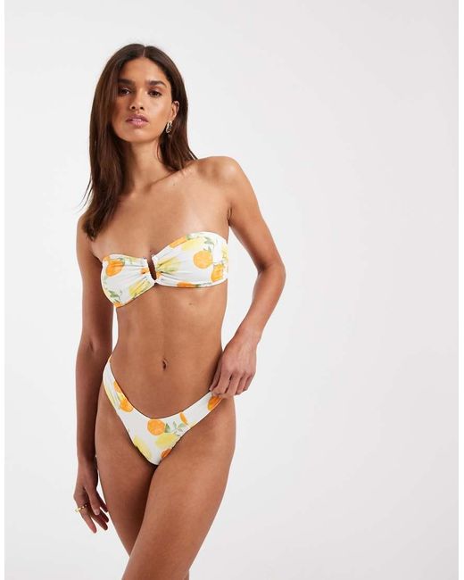 Vero Moda Brown Ruched Side Brazilian Bikini Briefs