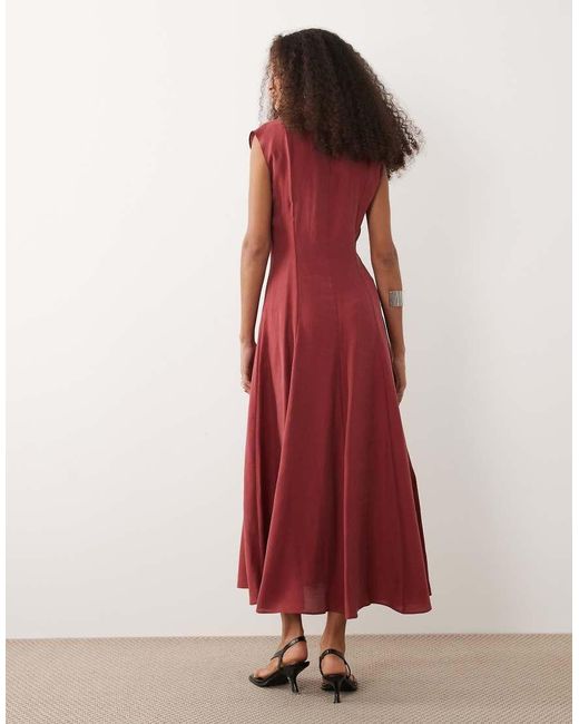 Mango Shirred Waist Midi Dress
