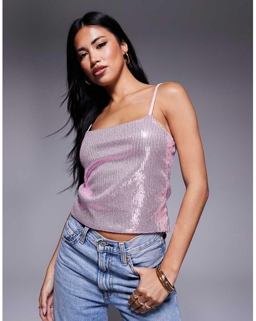 ASOS Purple Sequin Cami Top