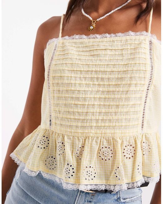 ONLY Blue Broderie Crop Cami