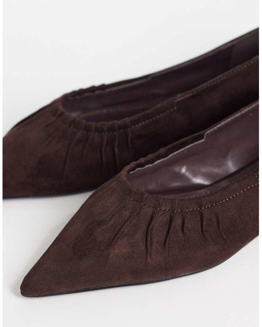 Glamorous Black Pointed Toe Ruched Ballet Flats