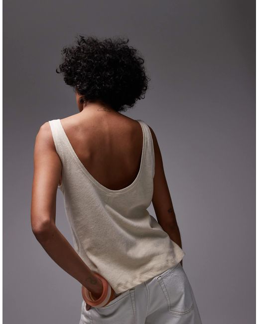 & Other Stories Gray Linen Blend Vest Top With Low V Back