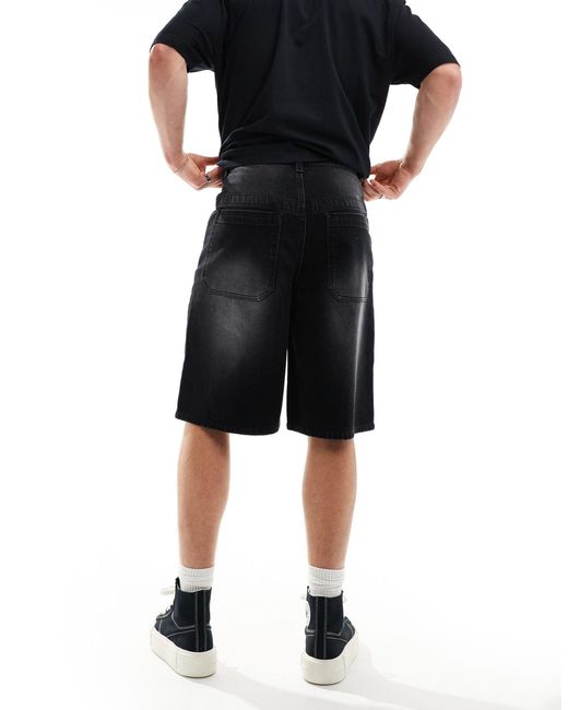 Pantalones cortos vaqueros negro lavado ASOS de hombre de color Black