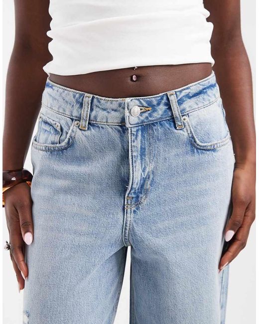 JJXX Blue Oslo Wide Leg Distressed Jeans