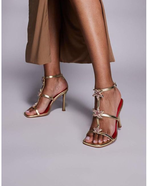 River Island Brown Starfish Detail Heeled Sandal