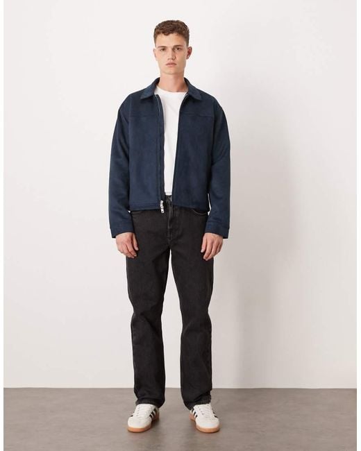 Abercrombie & Fitch Blue Lightweight Cropped Vegan Suede Jacket for men