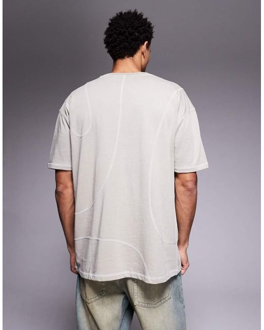 Liquor N Poker Gray Relaxed Fit Raw Edge Emblem T-shirt for men