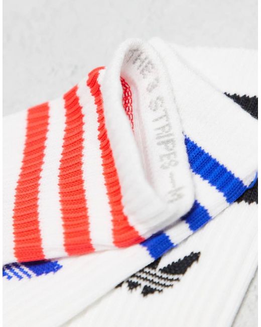 Adidas Originals Gray Adicolor Trefoil 3 Pack Crew Socks