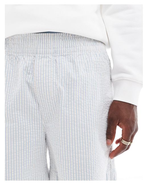 Short ample à rayures en crépon avec taille élastique - bleu et blanc ASOS pour homme en coloris White