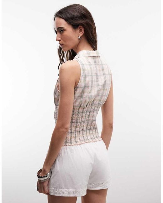 Daisy Street White Sleeveless Shirred Shirt