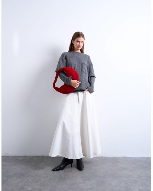 TOPSHOP Gray – zweilagiges, angerautes t-shirt