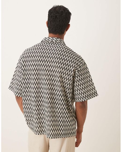 ASOS Gray Boxy Oversized Revere Crochet Shirt for men