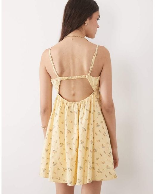Abercrombie & Fitch Natural Strappy Flowy Mini Skort Dress With Built