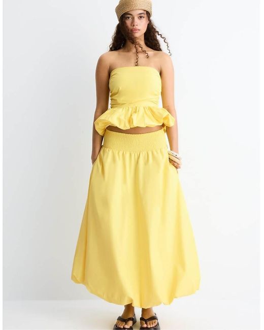 Stradivarius Yellow Balloon Bustier Top