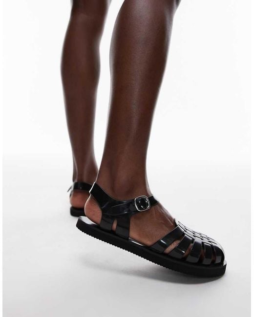 TOPSHOP Brown Kelly Jelly Flat Sandal