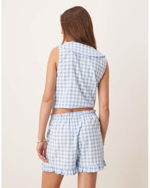 ASOS Natural Ruffle Pull On Shorts