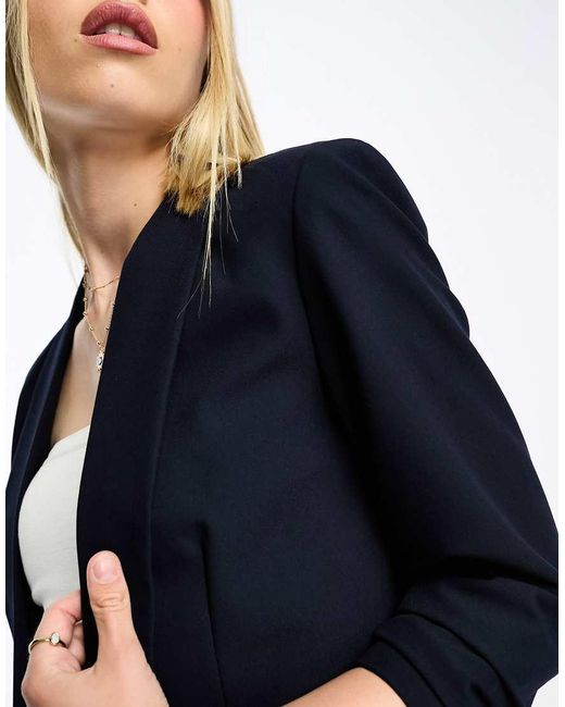Pieces Blue Ruched Sleeve Blazer