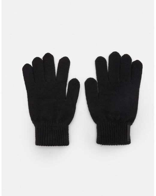 Pull&Bear Black Knit Gloves for men