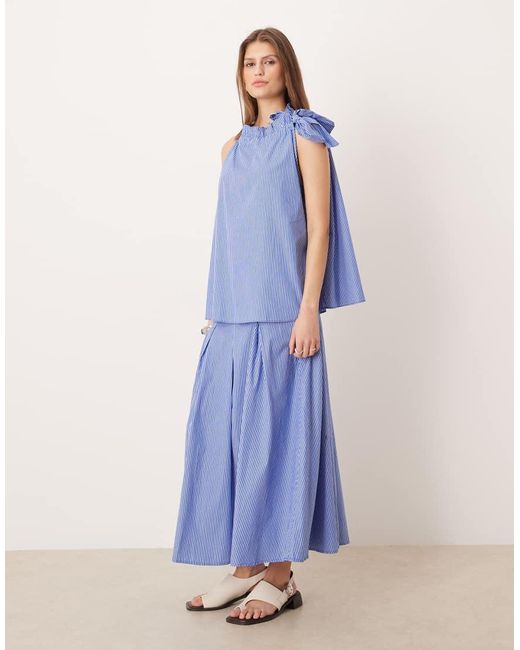 Glamorous Blue Ruffle Halterneck Smock Top