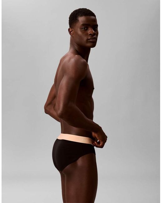 Calvin Klein Black Icon Cotton Stretch 3 Pack Hip Briefs for men