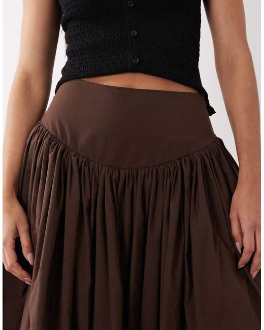 ASOS Brown Volume Waterfall Midi Skirt
