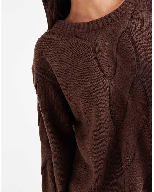 Wednesday's Girl Brown Wednesdays Girl Cable Knit Jumper