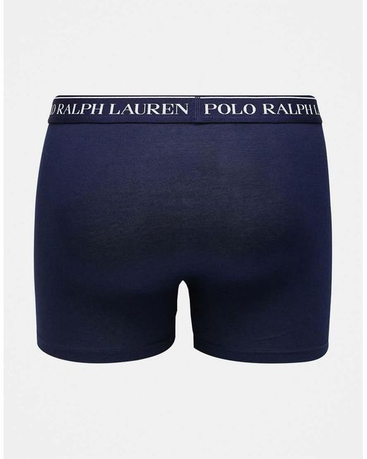 Polo Ralph Lauren Blue 3 Pack Logo Waistband Trunks