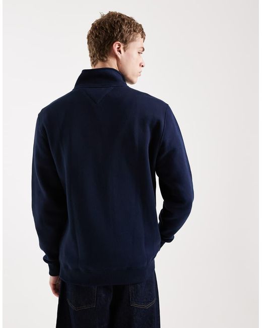 Tommy Hilfiger Blue Badge 1/4 Zip Fleece Sweatshirt for men