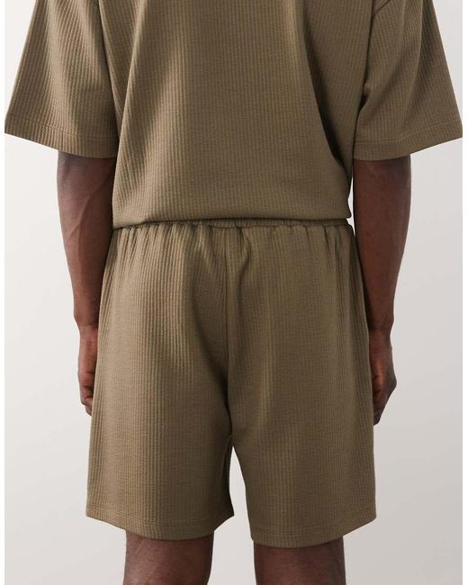 ASOS Green Loose Seersucker Jersey Shorts for men