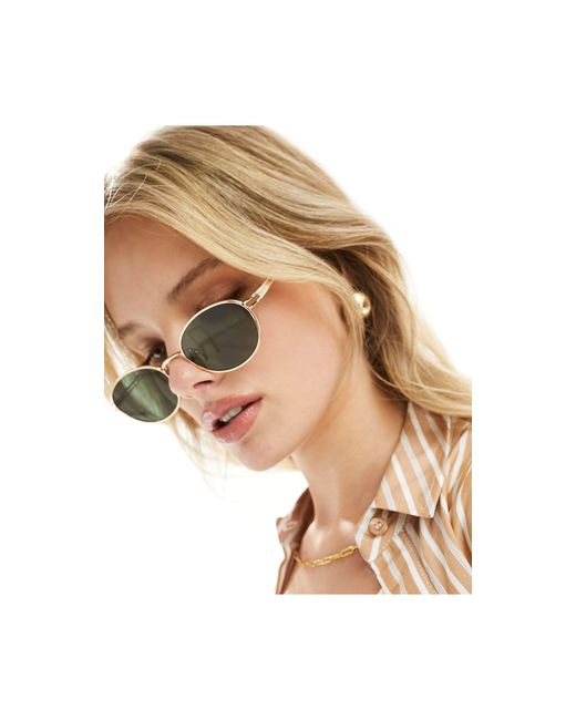 ASOS Natural Metal Oval Sunglasses