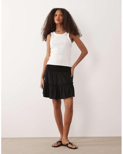Threadbare Black Jersey Ruffled Mini Skirt