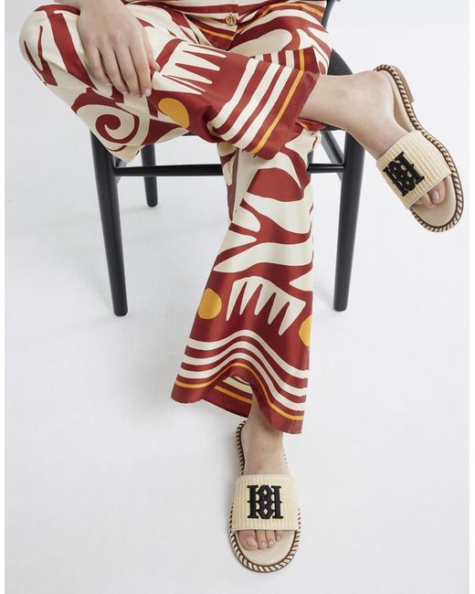 River Island White Raffia Flat Sandals