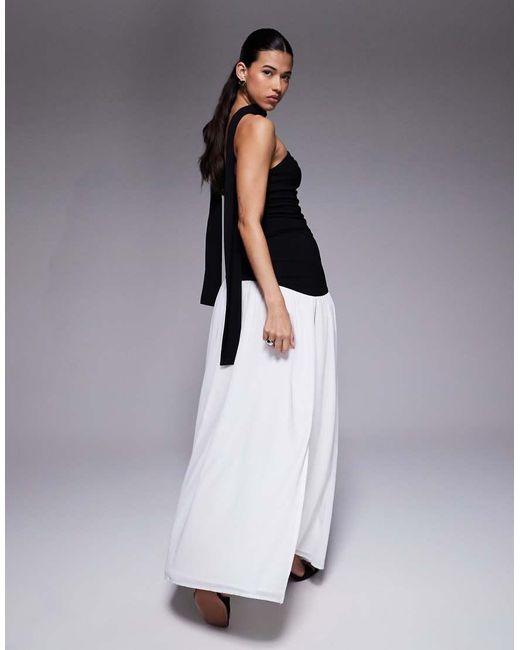 Aria Cove Multicolor Bandeau Scarf Detail Asymmetric Contrast Skirt Maxi Dress