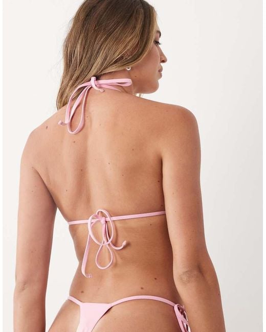 Oh Polly Pink Tie Side Thong Bikini Bottom Co-Ord