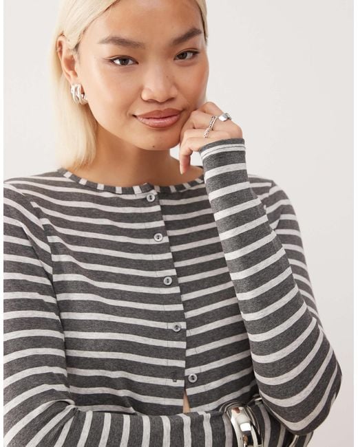 Collusion Gray Micro Crop Cardigan