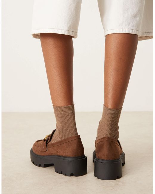 ASOS Natural Milan Chunky Chain Detail Loafers