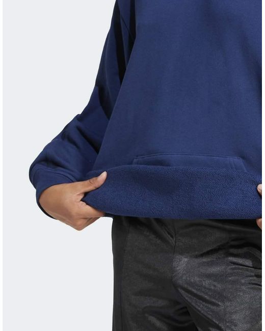 Sudadera Azul Añil Nocturno Suelta Básica Con Capucha De Tejido De Rizo Essentials De Adidas Originals de color Blue