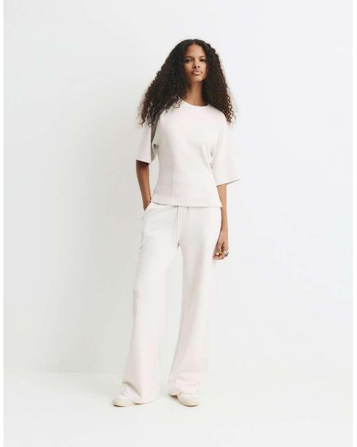 Pull&Bear White Short Sleeve Sweatshirt