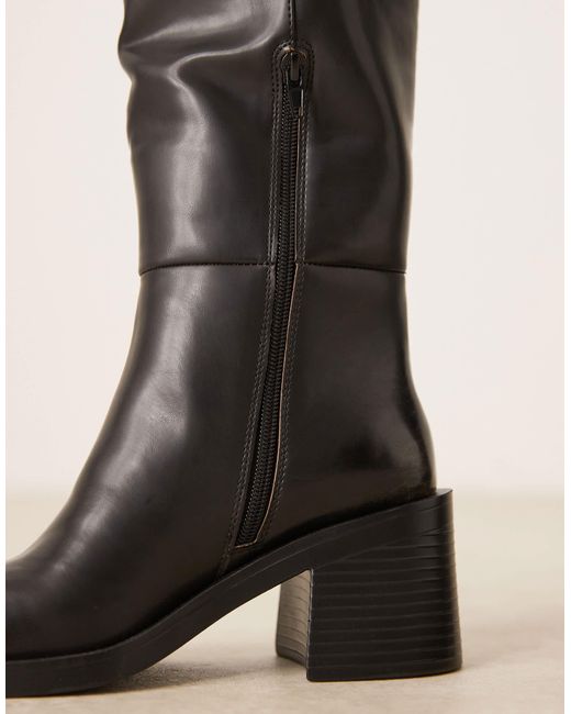ASOS Natural Campbell Chunky Heeled Knee Boots