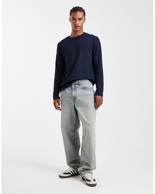 ASOS Blue Essentials 2 Pack Regular Fit Long Sleeve T-shirts for men