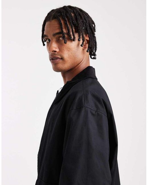 Jack & Jones Black Worker Jacket With Corduroy Collar for men