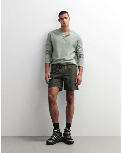 ASOS Gray Relaxed Long Sleeve Henley T-shirt for men