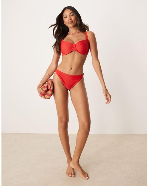 Abercrombie & Fitch Red Curve Wide Strap Bikini Top Co-ord