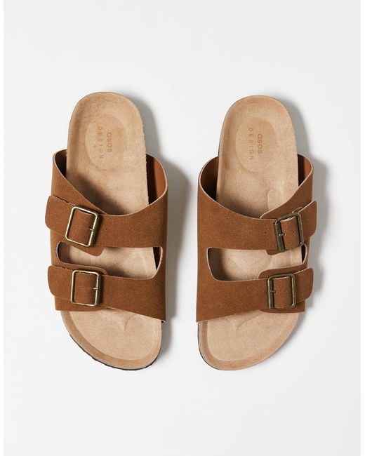 ASOS Brown Two Strap Sandals for men