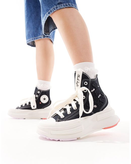Converse Run Star Legacy Hi Cx - Sneakers Met Bloemetjes Van Organza in het Blue